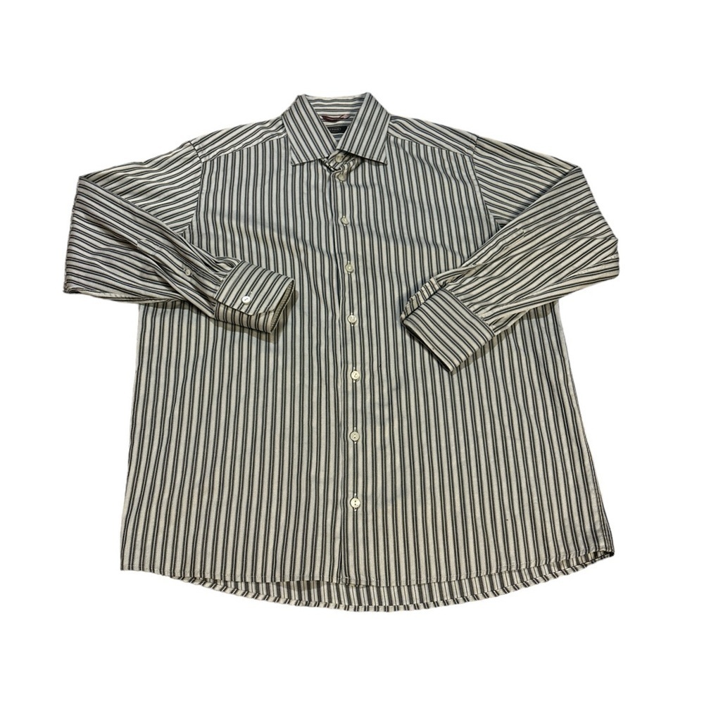 Eton Wrinkle Free Cotton Dress Shirt Two‎ Tone Grey Size 17